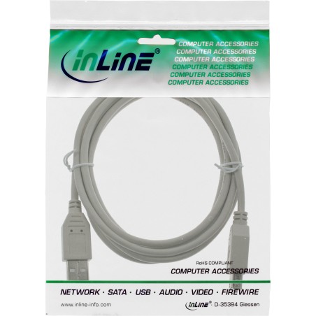 InLine? USB 2.0 Verl?ngerung, Stecker / Buchse, Typ A, beige, 0,3m