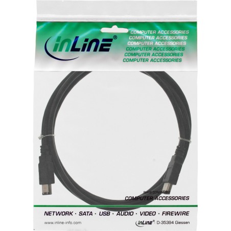 34001 - Câble InLine® FireWire, fiche / fiche IEEE1394 à 6 broches, noir, 1 m