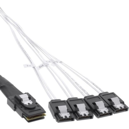 Inline® Câble de raccordement SAS, Mini SAS SFF8087 à 4x SATA, 1:1, OCR, 1m