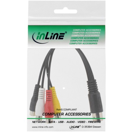 89230 - Câble adaptateur InLine® DIN fiche DIN 5 broches vers 4x prise RCA, 0,2 m