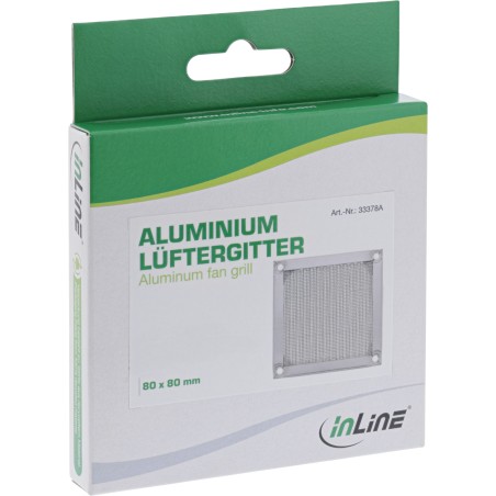 33378A - Grille de ventilateur InLine®, filtre en aluminium, 80x80mm