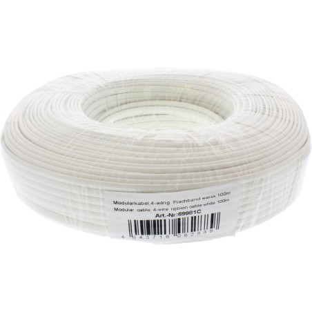 69981C - Câble modulaire InLine®, ruban 4 fils blanc, anneau de 100 m