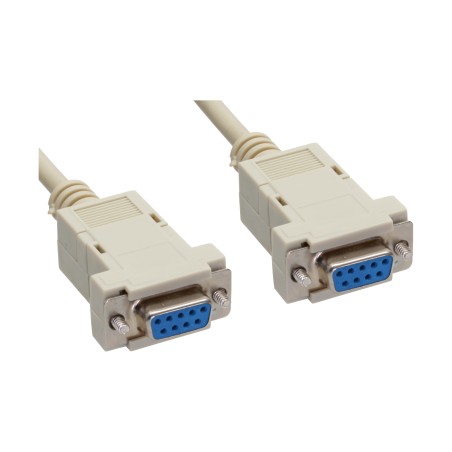 12222L - Câble null modem InLine®, prise / prise 9 broches, clipsé, 2m