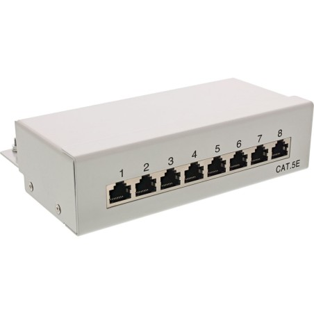 Panneau à connexions InLine®, Cat.5e, montage sur table/au mur, 8-port, gris clair RAL7035