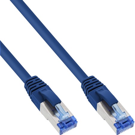 InLine? Patchkabel, S/FTP (PiMf), Cat.6A, halogenfrei, blau, 10m