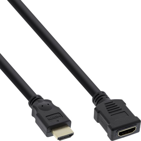 InLine? HDMI Verl., HDMI-High Speed, ST / BU, schwarz, vergoldete Kontakte, 1m