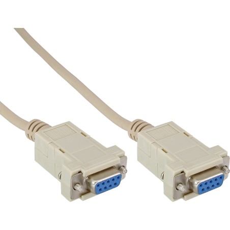 12222X - Câble null modem InLine®, prise / prise 9 broches, clipsé, 2m