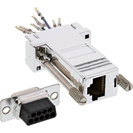 68889L - Adaptateur InLine®, prise Sub D 9 broches vers prise RJ45, métallisé