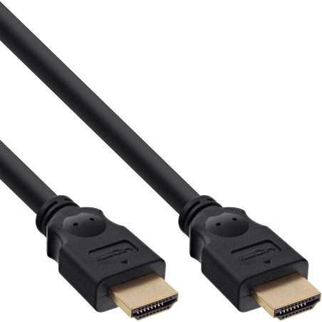 InLine? HDMI Kabel, HDMI-High Speed, ST / ST, verg. Kontakte, schwarz, 2m