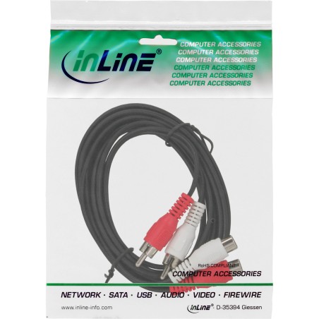 InLine? Cinch Verl?ngerung, 2x Cinch, Stecker / Buchse, 20m