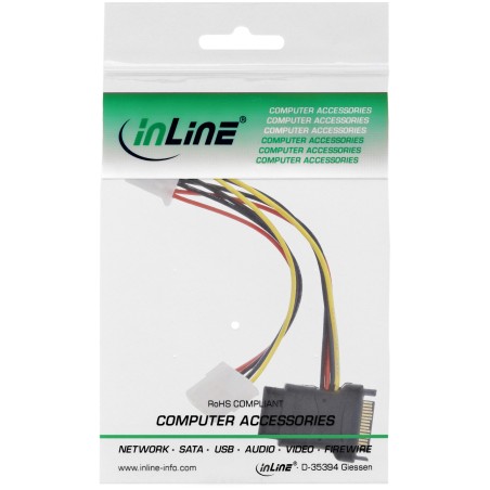 29679 - Câble adaptateur secteur InLine® SATA, prise SATA vers 3 fiches 13,34 cm (5,25), 0,15 m