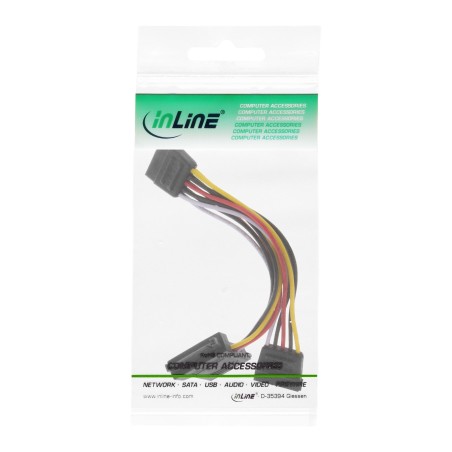 29681 - Câble adaptateur secteur InLine® SATA, fiche / prise SATA, vers 2x fiches SATA, 0,15 m