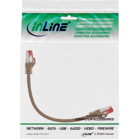 InLine? Patchkabel, S/FTP (PiMf), Cat.6, 250MHz, PVC, Kupfer, braun, 0,25m