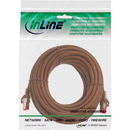 76400K - Câble patch InLine®, S/FTP (PiMf), Cat.6, 250 MHz, PVC, cuivre, marron, 10 m