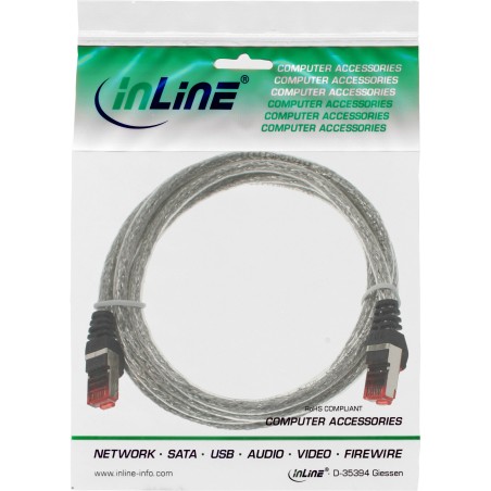 InLine? Patchkabel, S/FTP (PiMf), Cat.6, 250MHz, PVC, Kupfer, transparent, 0,5m