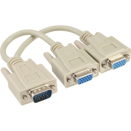 17307 - Câble adaptateur InLine® VGA Y, VGA mâle vers 2x VGA femelle