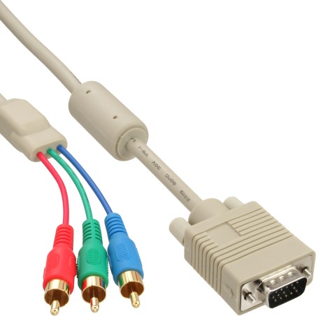 InLine? VGA RGB Kabel, VGA Stecker an 3x Cinch Stecker, 2m