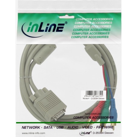 InLine? VGA RGB Kabel, VGA Stecker an 3x Cinch Stecker, 2m