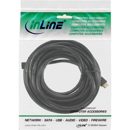 17460P - Mini câble HDMI® haute vitesse InLine®, fiche A à C, contact vendu, noir, 10 m