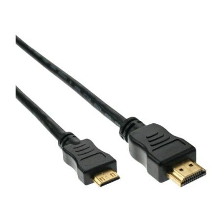 InLine® HDMI Mini Câble, HDMI mâle sur Mini mâle, contacts dorés, noir, 0,5m