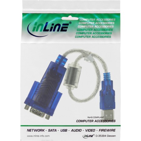 33304D - Câble adaptateur InLine® USB vers série premium, fiche A vers fiche Sub D 9 broches