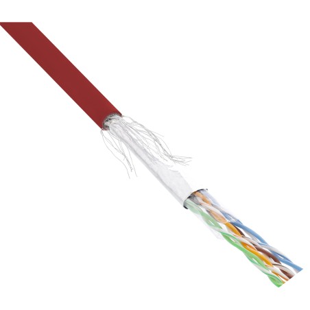 72099R - Câble patch InLine® Cat.5e, rouge, SF/UTP, AWG26, PVC, 100 m