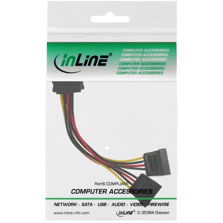 29683 - Câble d'alimentation Y InLine® SATA, prise SATA vers 2x fiche SATA, 0,15 m