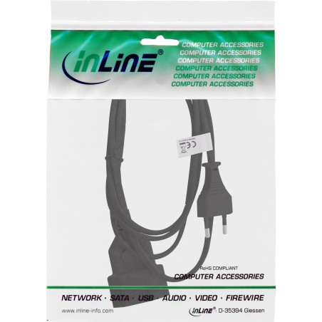 16682S - Rallonge InLine® Euro, fiche Euro vers raccord Euro, noire, 2 m