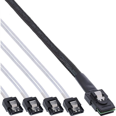 27620 - Câble de connexion InLine® SAS, Mini-SAS SFF-8087 vers 4x SATA, 1:1, OCR, 0,5 m