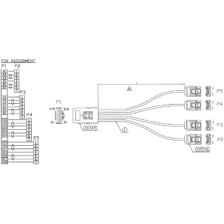 InLine? SAS Anschlusskabel, Mini-SAS SFF-8087 an 4x SATA, 1:1, OCR, 0,5m