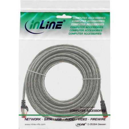 InLine? Patchkabel, S/FTP (PiMf), Cat.6, 250MHz, PVC, Kupfer, transparent, 25m