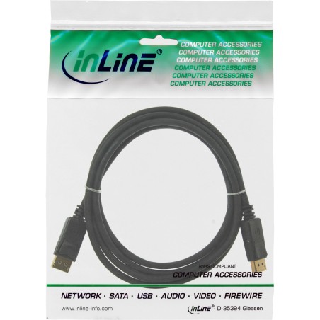 17102P - Câble InLine® DisplayPort, noir, contacts plaqués or, 2 m