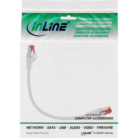 76433W - Câble patch InLine®, S/FTP (PiMf), Cat.6, 250 MHz, PVC, cuivre, blanc, 0,3 m