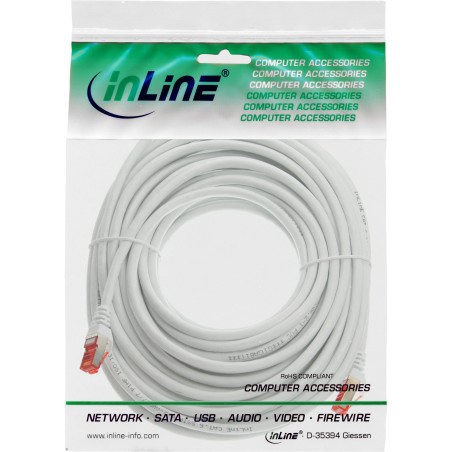 76405W - Câble patch InLine®, S/FTP (PiMf), Cat.6, 250 MHz, PVC, cuivre, blanc, 5 m