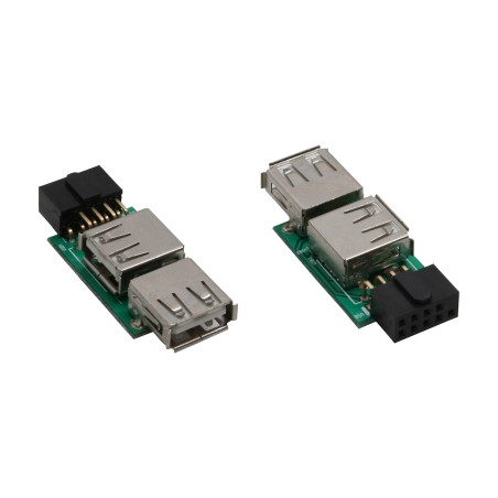 33440I - Adaptateur InLine® USB 2.0, 2x prise A pour post-connexion