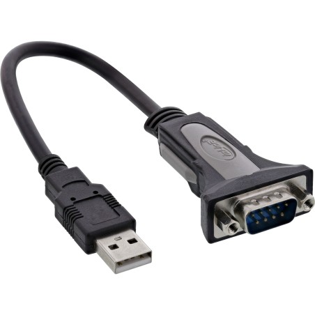 33306I - Câble adaptateur InLine® USB 2.0 vers série, USB A vers fiche Sub D 9 broches, 0,25 m