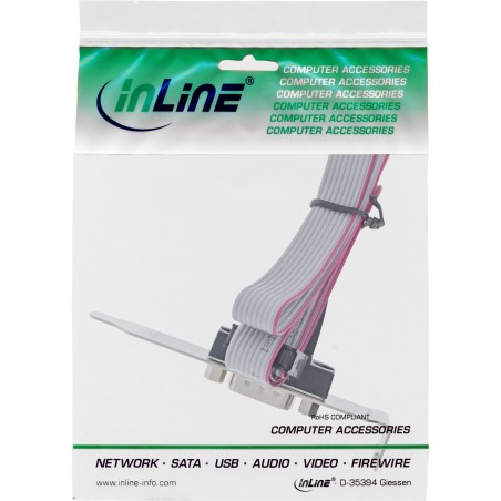 33208C - Support de connecteur série InLine®, profil bas, bande ST 9 broches vers bande BU 10 broches 1:1 0,6 m