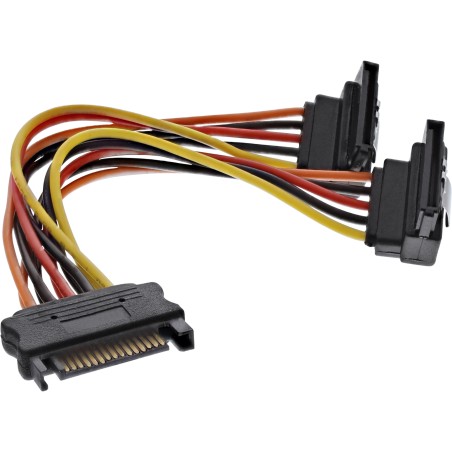 29683W - Câble d'alimentation Y InLine® SATA, SATA BU/2x SATA ST lesté, avec languettes de sécurité, 0,15 m