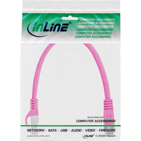 72533M - Câble patch InLine®, SF/UTP, Cat.5e, rose, 0,3 m