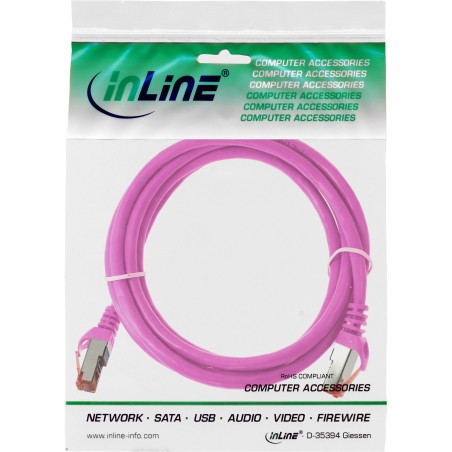 InLine? Patchkabel, S/FTP (PiMf), Cat.6, 250MHz, PVC, Kupfer, pink, 0,5m