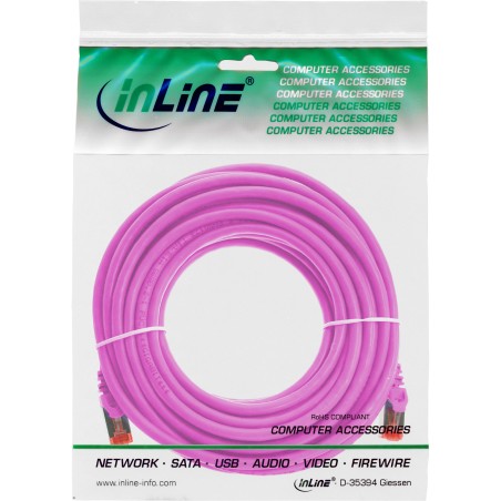 76405M - Câble patch InLine®, S/FTP (PiMf), Cat.6, 250 MHz, PVC, cuivre, rose, 5 m