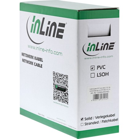 73100U - Câble d'installation InLine®, SF/UTP, Cat.5e, AWG24 CU, sans halogène, 100 m