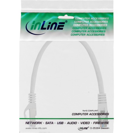 72522W - Câble patch InLine®, SF/UTP, Cat.5e, blanc, 0,25 m