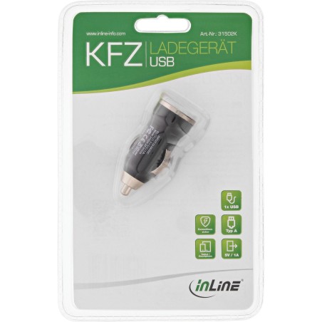 InLine? USB KFZ Ladeger?t Stromadapter, 12/24VDC zu 5V DC/1A, Mini