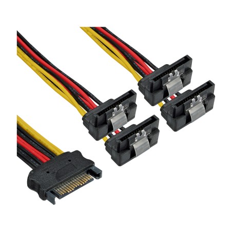 29683V - Câble d'alimentation Y InLine® SATA, SATA BU/4x SATA ST lesté, avec languettes, 0,15 m