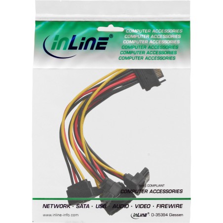 InLine? SATA Strom-Y-Kabel, SATA BU/4x SATA ST gew., m. Laschen, 0,15m