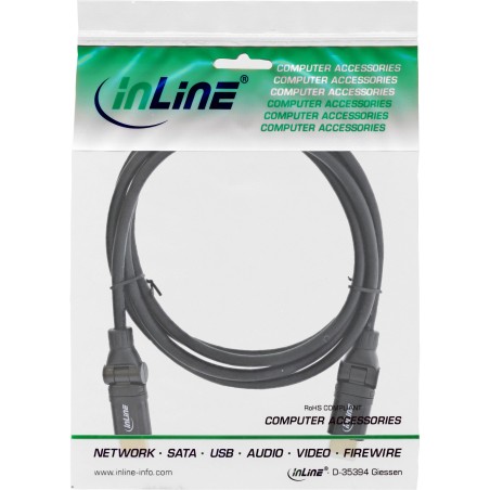 17011W - Câble InLine® HDMI-HS avec eth., ST/ST, connecteur scellé, noir, équerre flexible, 1,5 m