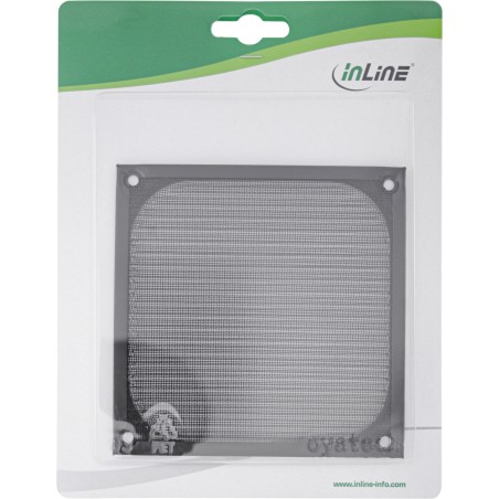 33370S - Grille de ventilateur InLine®, filtre en aluminium, 120x120 mm, noire