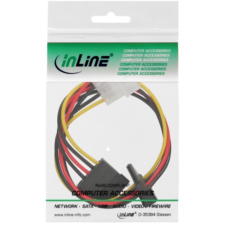 29672C - Câble d'alimentation InLine® interne, 1x 13,34 cm (5,25) vers 2x SATA 15 broches, 0,30 m