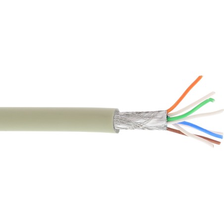 76899 - Câble patch InLine®, S/FTP (PiMf), Cat.6A, 500 MHz, sans halogène, cuivre, gris, 100 m